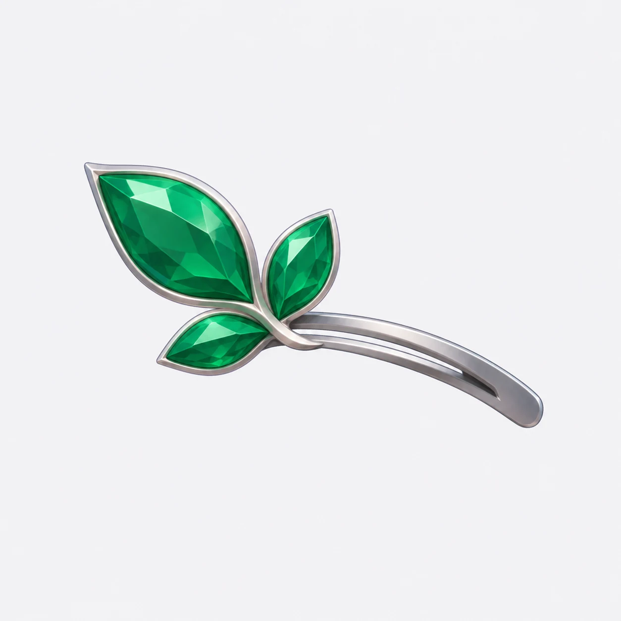 Emerald leaf head accessory concept with a silver base generated by this tool